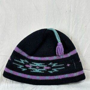 Wigwam Wool Black and Purple Knit Beanie